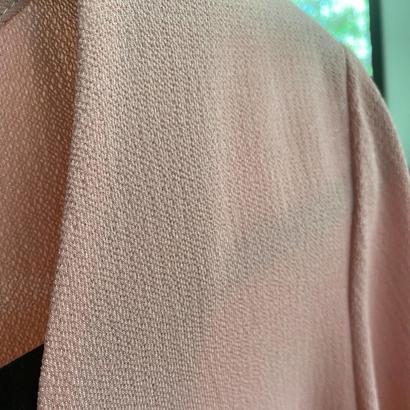 THE IMPECCABLE PIG Women's Dusty Pink Crepe Long Sleeve Caged V-Neck Blouse sz S - Picture 7 of 7